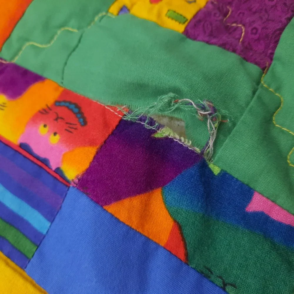Vintage‎ Patchwork Kids baby Quilt Retro Handmade Nursery Bedding Primary colors